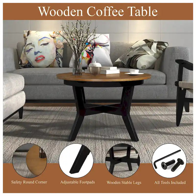 Table basse ronde en bois