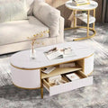 Table basse ovale moderne avec tiroirs