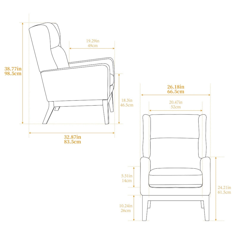 Fauteuil rembourré à dossier haut