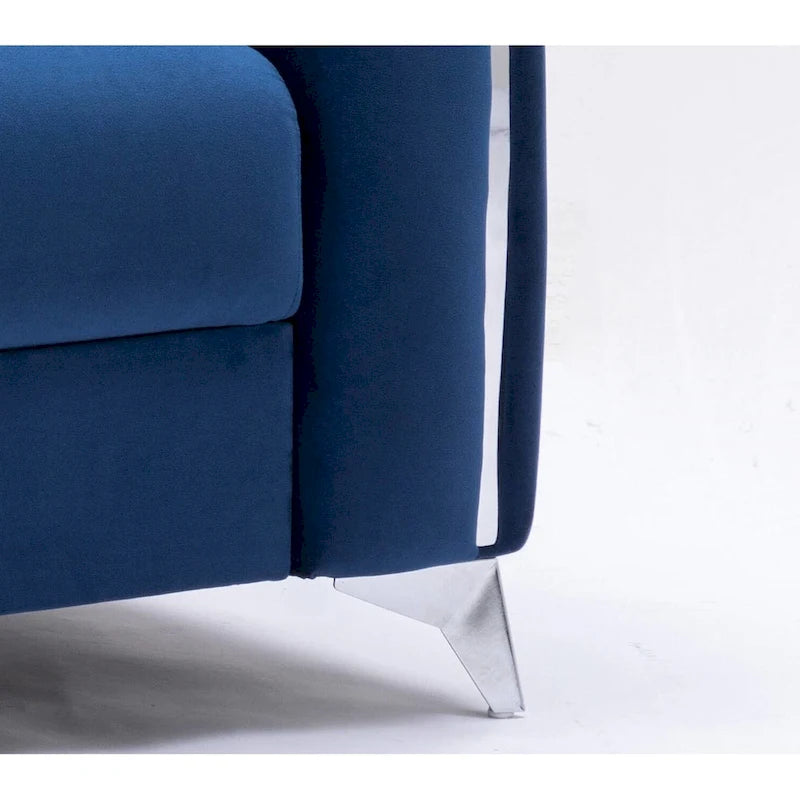 Chaise longue rembourrée en velours bleu