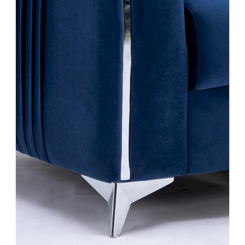 Chaise longue rembourrée en velours bleu