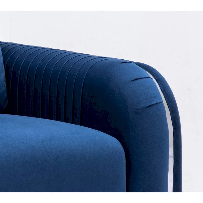 Chaise longue rembourrée en velours bleu