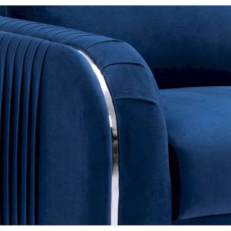 Chaise longue rembourrée en velours bleu