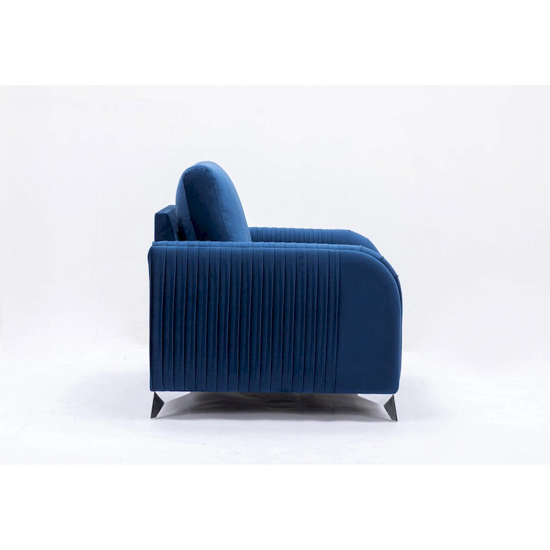 Chaise longue rembourrée en velours bleu
