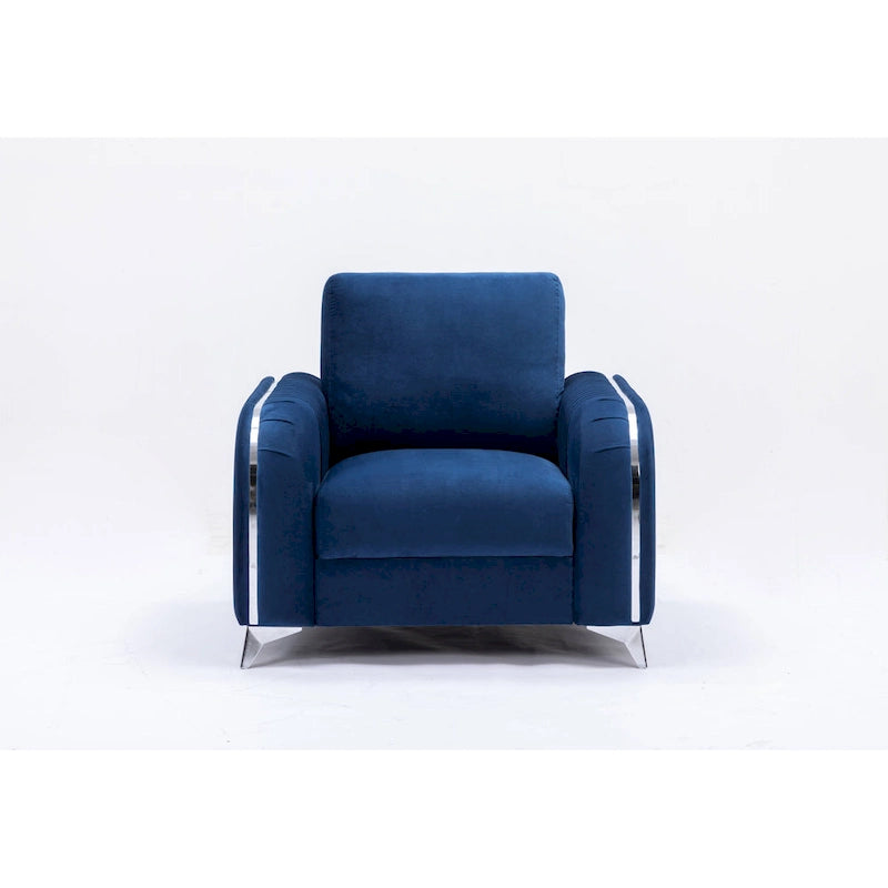Chaise longue rembourrée en velours bleu
