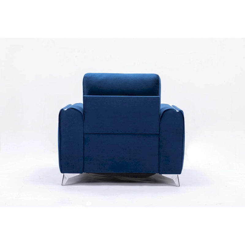 Chaise longue rembourrée en velours bleu