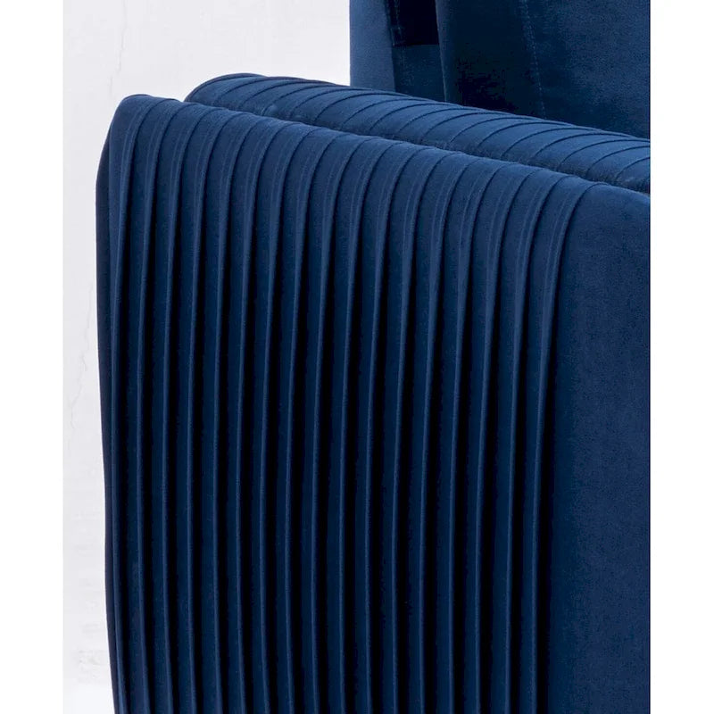 Chaise longue rembourrée en velours bleu
