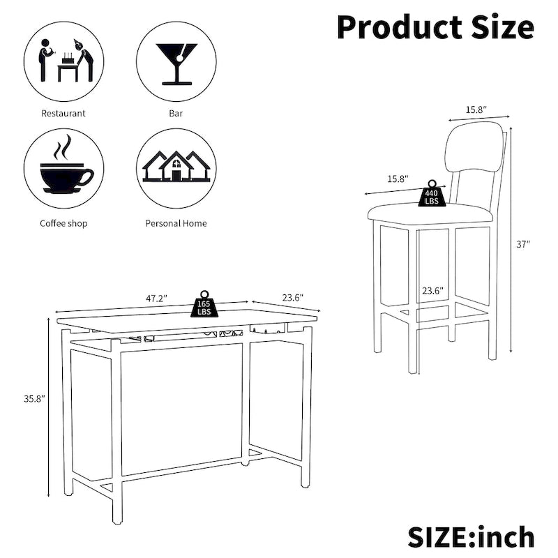 Ensemble de salle à manger trois pièces de style moderne