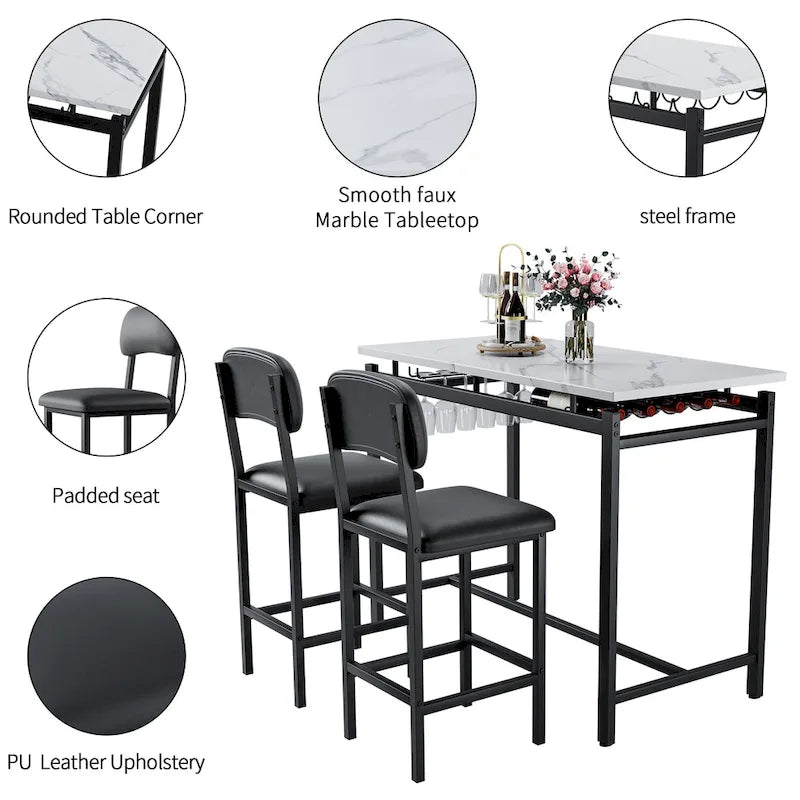Ensemble de salle à manger trois pièces de style moderne