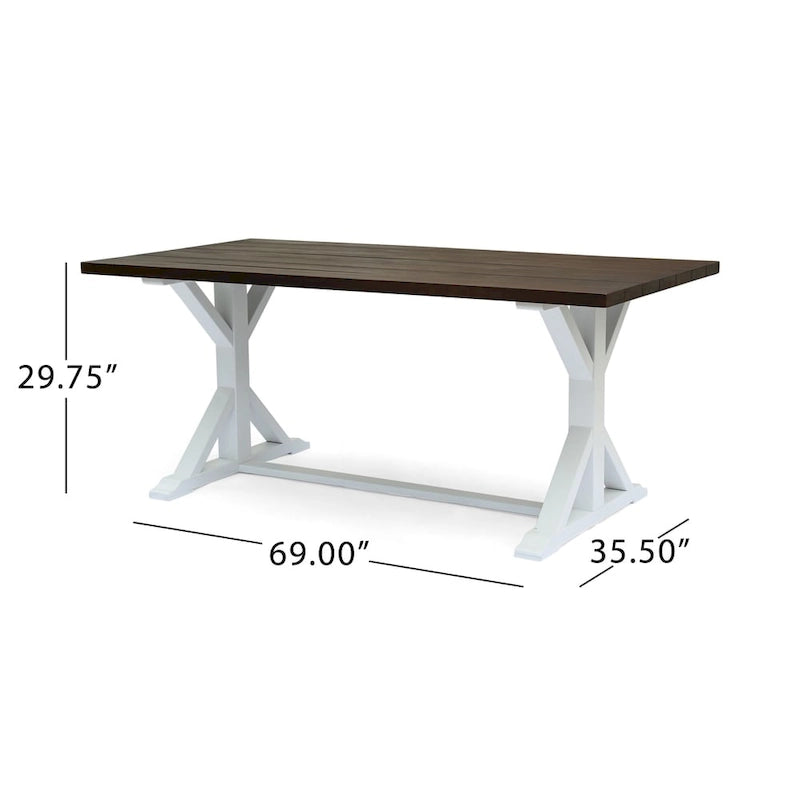 Pied bicolore pour table de salle à manger style ferme
