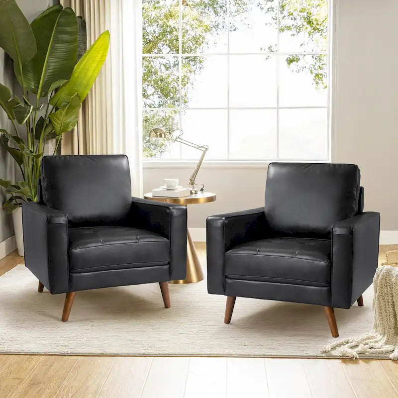 Fauteuil médiéval en cuir véritable, ensemble de deux pièces