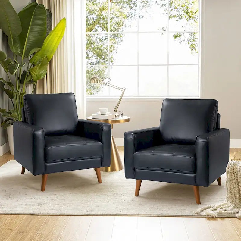 Fauteuil médiéval en cuir véritable, ensemble de deux pièces