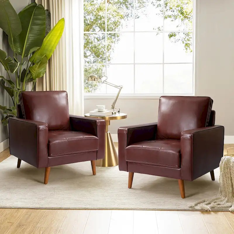 Fauteuil médiéval en cuir véritable, ensemble de deux pièces