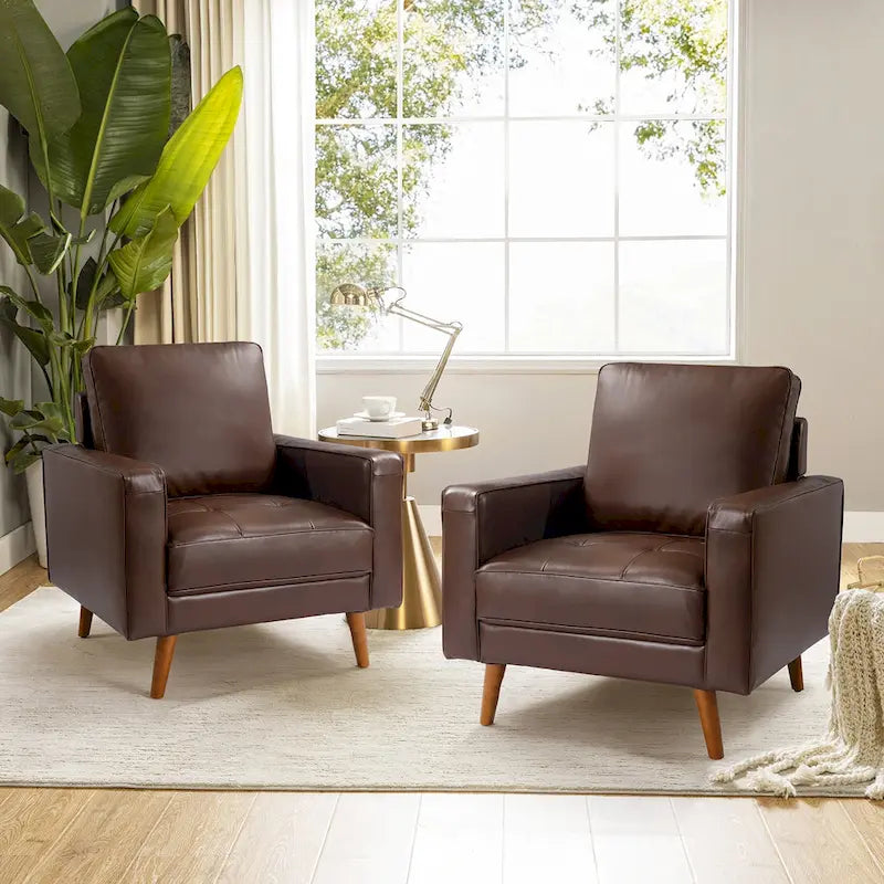 Fauteuil médiéval en cuir véritable, ensemble de deux pièces