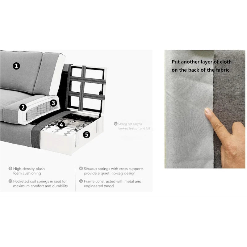 Canapé d'angle modulable avec appuie-têtes relevables