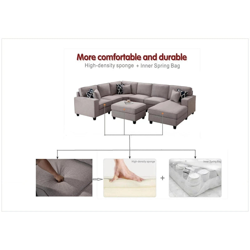 Canapé d'angle modulable avec appuie-têtes relevables