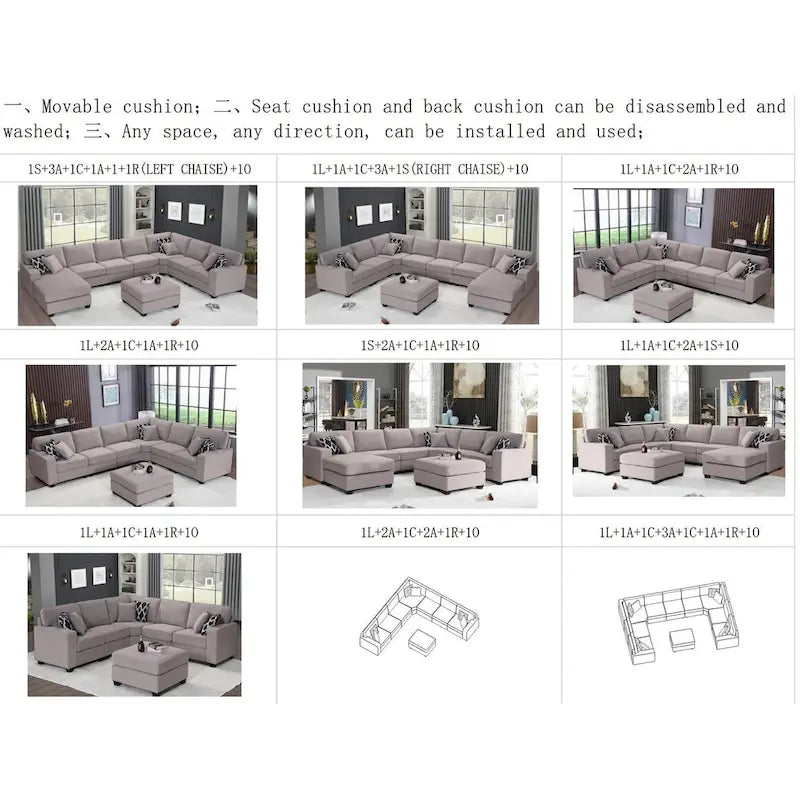 Canapé d'angle modulable avec appuie-têtes relevables