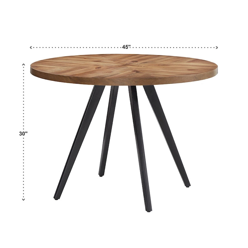 Table de salle à manger avec plateau en chêne finition gris fer