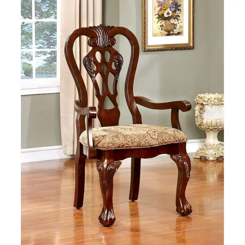Lot de 2 fauteuils de salle à manger en tissu cerise brune
