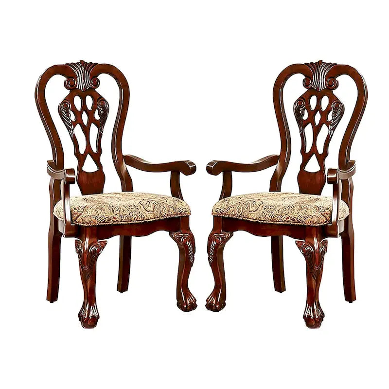 Lot de 2 fauteuils de salle à manger en tissu cerise brune