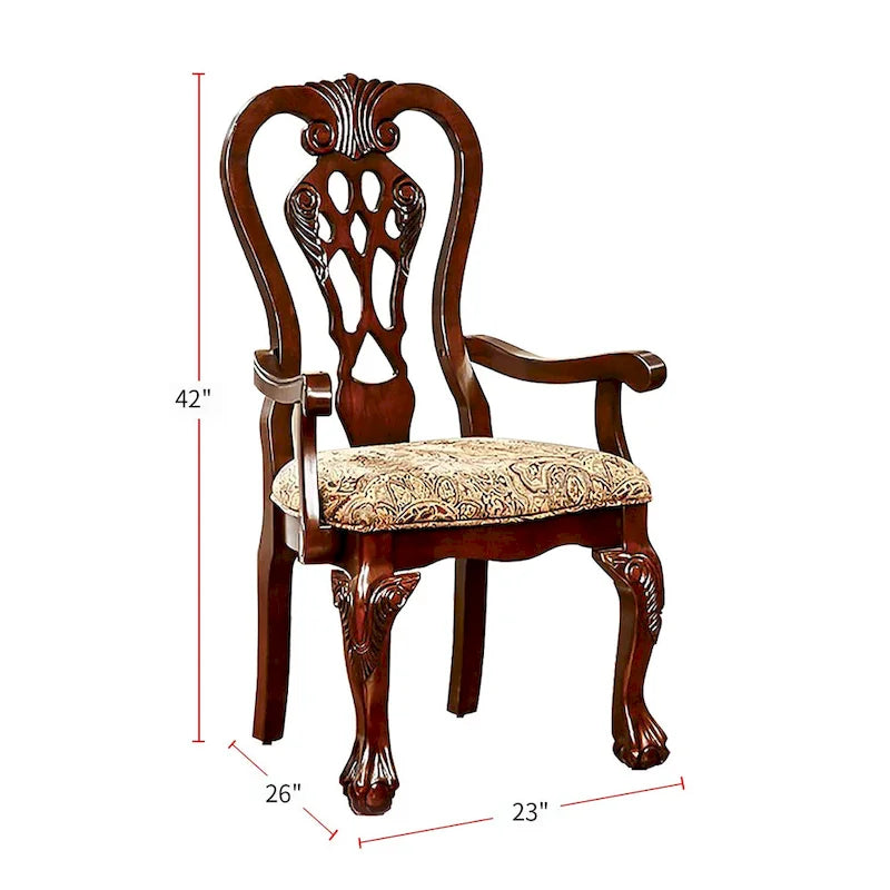 Lot de 2 fauteuils de salle à manger en tissu cerise brune