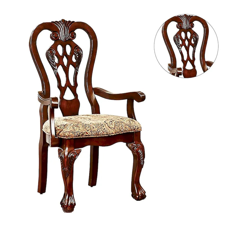 Lot de 2 fauteuils de salle à manger en tissu cerise brune