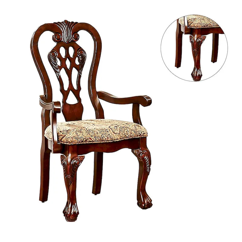 Lot de 2 fauteuils de salle à manger en tissu cerise brune