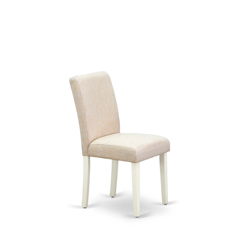 Table de salle à manger ronde et chaises de salle à manger en lin beige clair
