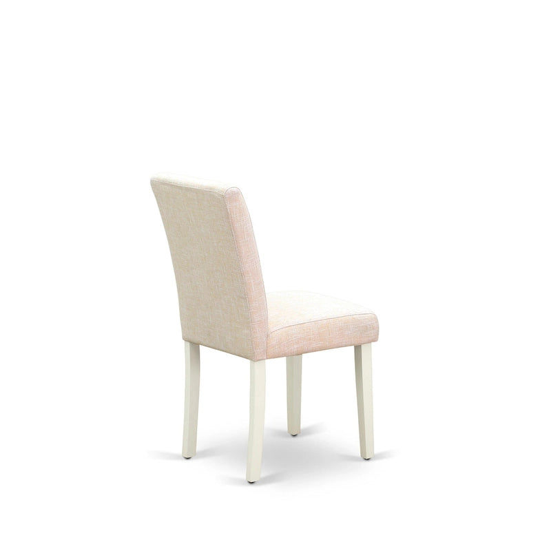 Table de salle à manger ronde et chaises de salle à manger en lin beige clair