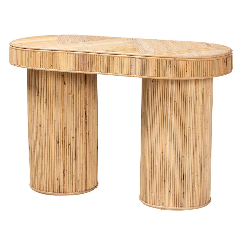 Table de contrôle en rotin naturel bohème