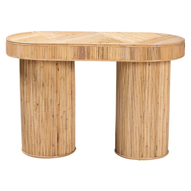 Table de contrôle en rotin naturel bohème