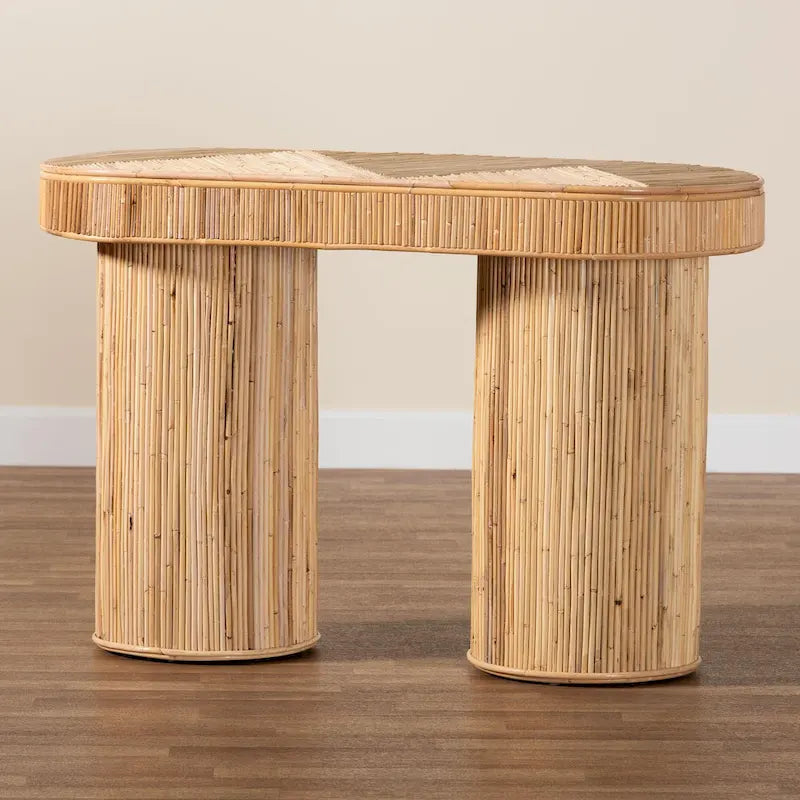 Table de contrôle en rotin naturel bohème