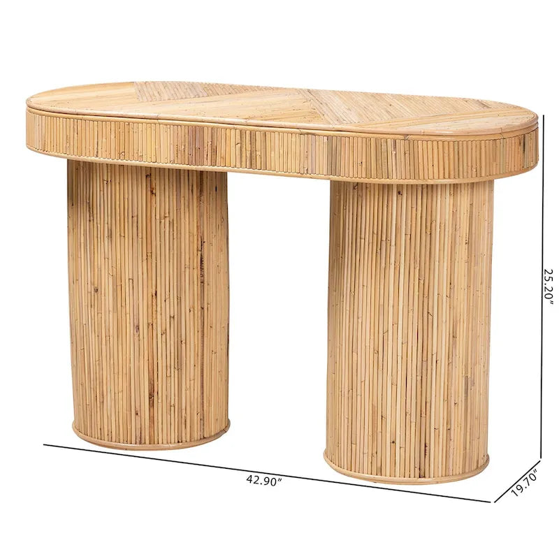 Table de contrôle en rotin naturel bohème
