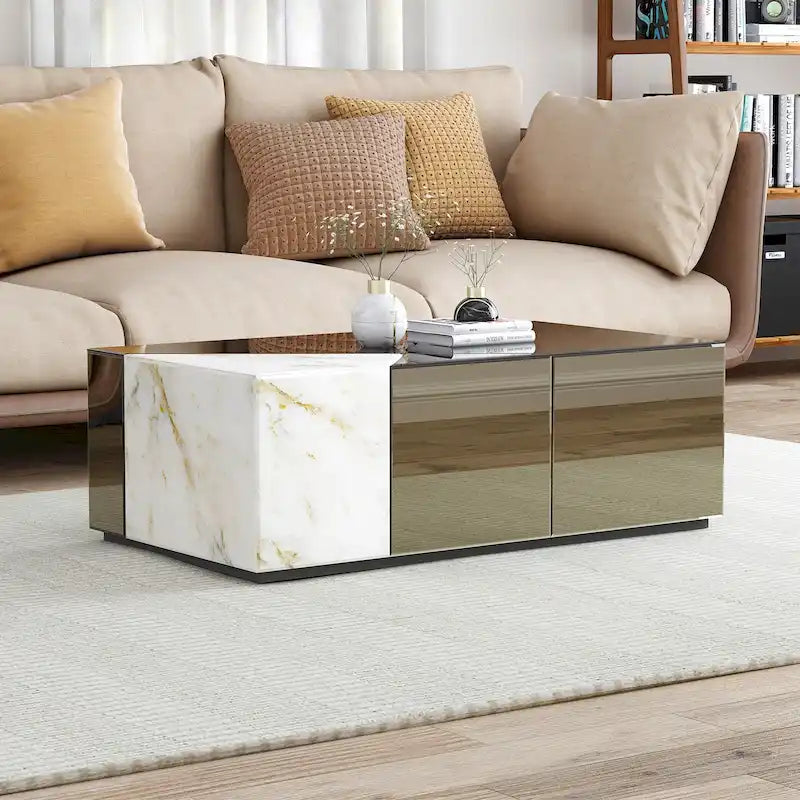 Table basse carrée à miroir