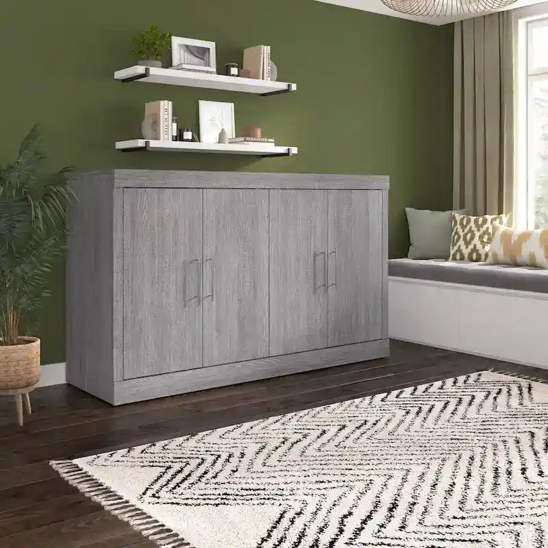 Lit double et armoire (matelas inclus), convenant aux chambres d'amis.