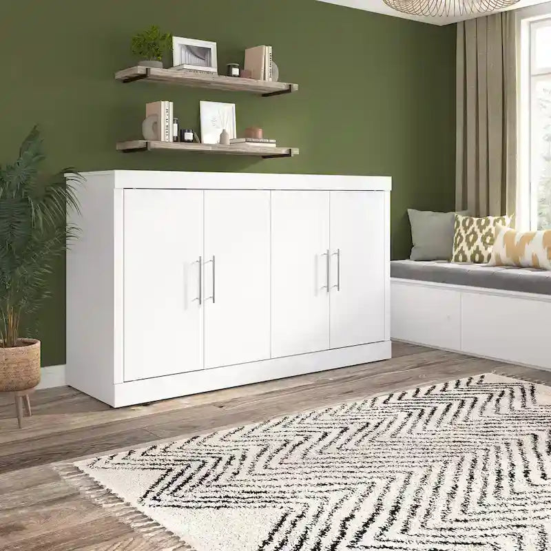 Lit double et armoire (matelas inclus), convenant aux chambres d'amis.