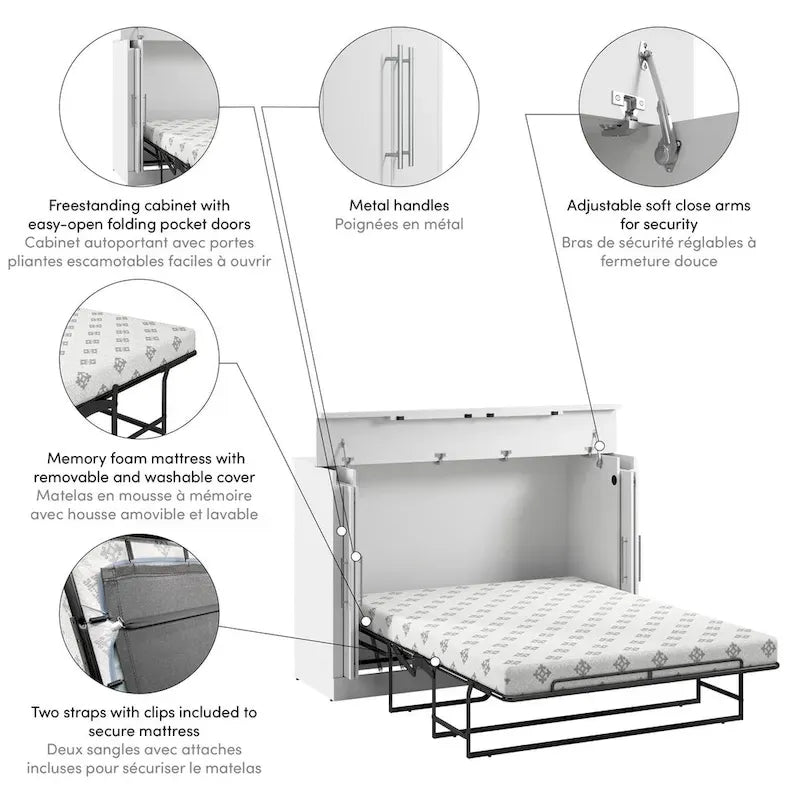 Lit double et armoire (matelas inclus), convenant aux chambres d'amis.