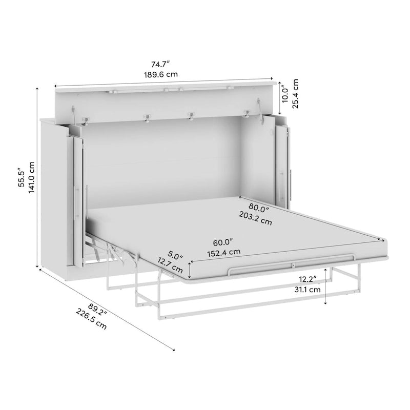 Lit double et armoire (matelas inclus), convenant aux chambres d'amis.