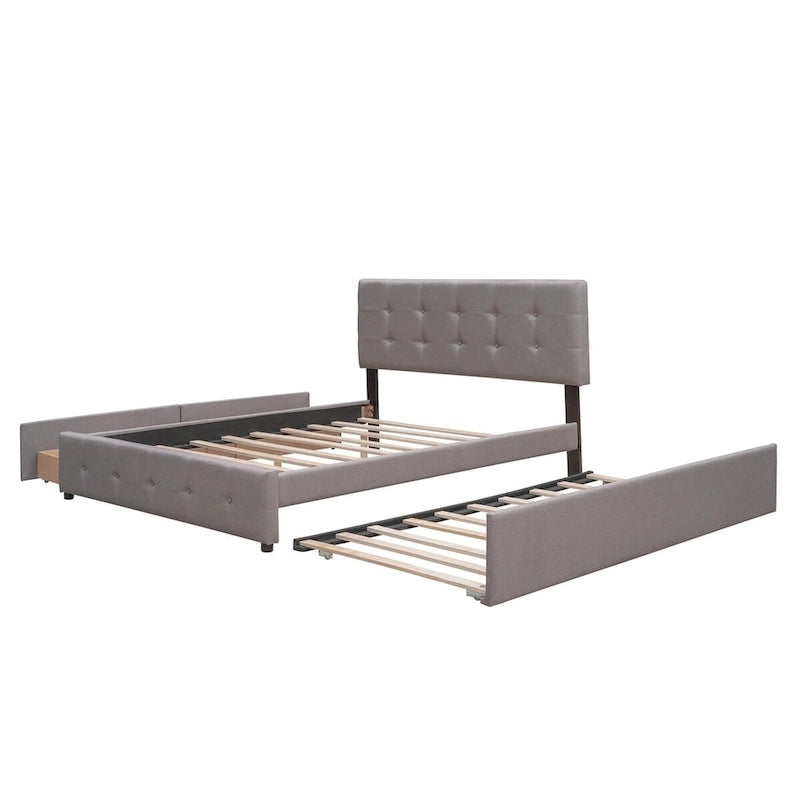 Cadre de lit plateforme king-size en lin