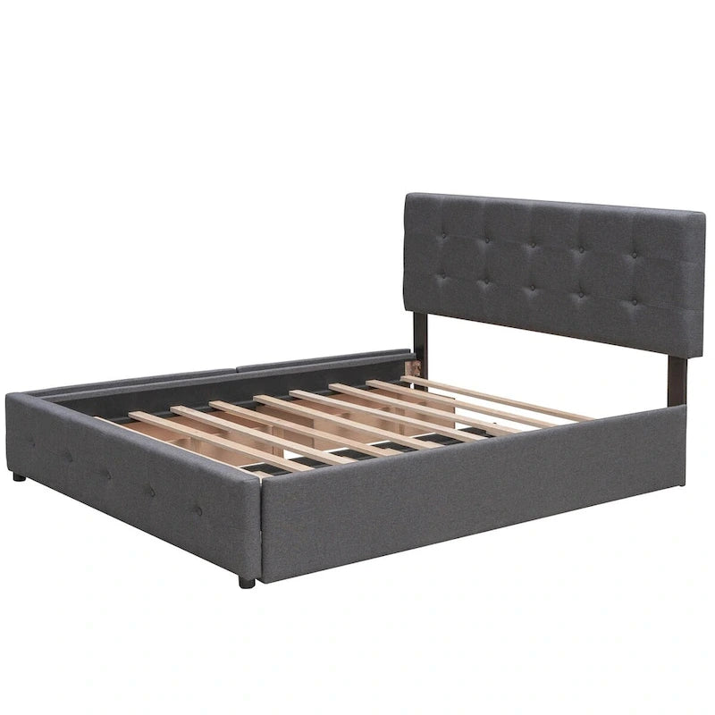 Cadre de lit plateforme king-size en lin