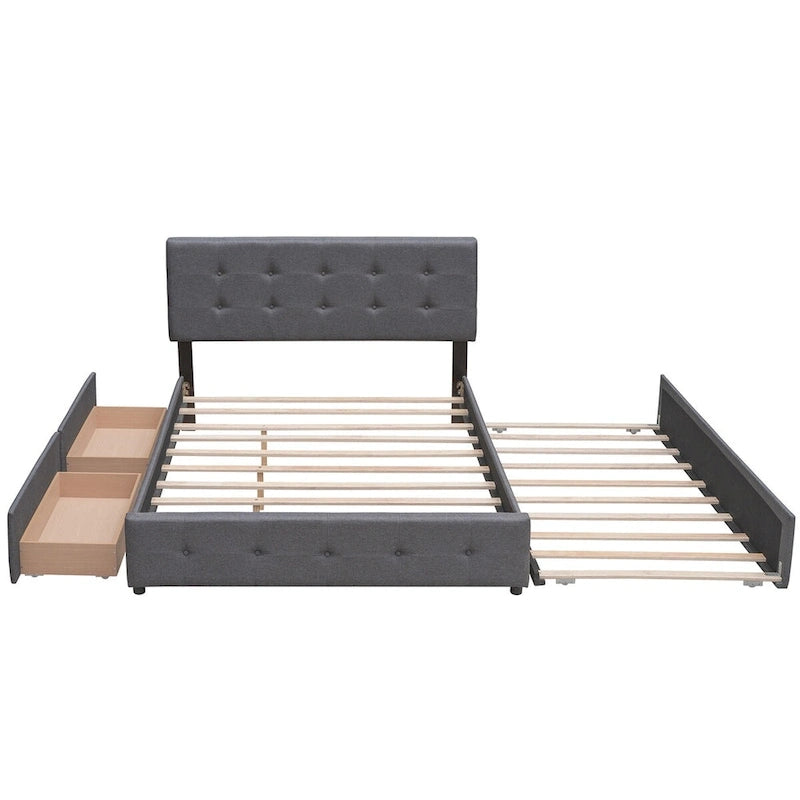 Cadre de lit plateforme king-size en lin
