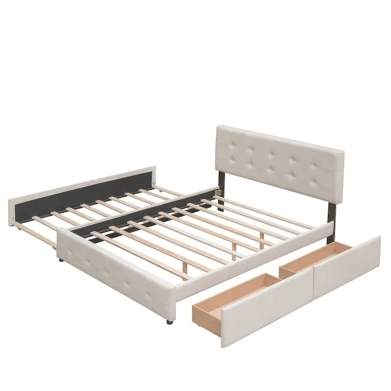 Cadre de lit plateforme king-size en lin