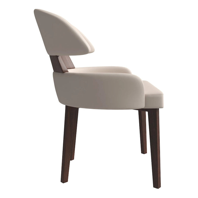 Chaise de salle à manger en cuir à dossier incurvé en bois d'hévéa