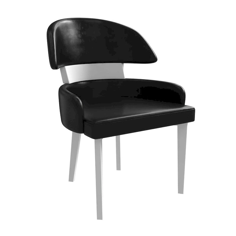Chaise de salle à manger en cuir à dossier incurvé en bois d'hévéa