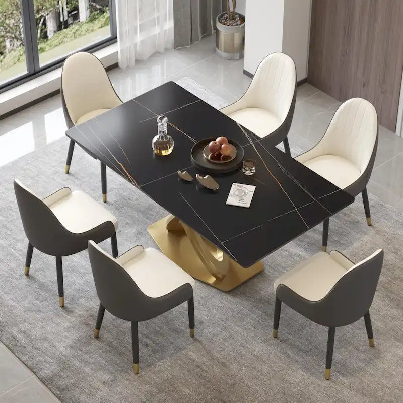 Table à manger en pierre frittée blanche