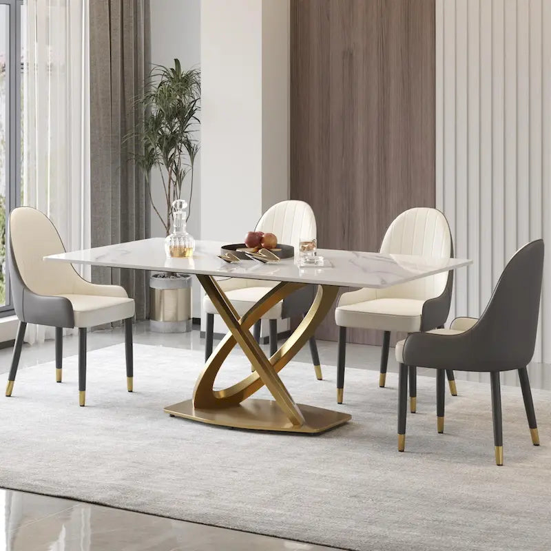 Table à manger en pierre frittée blanche