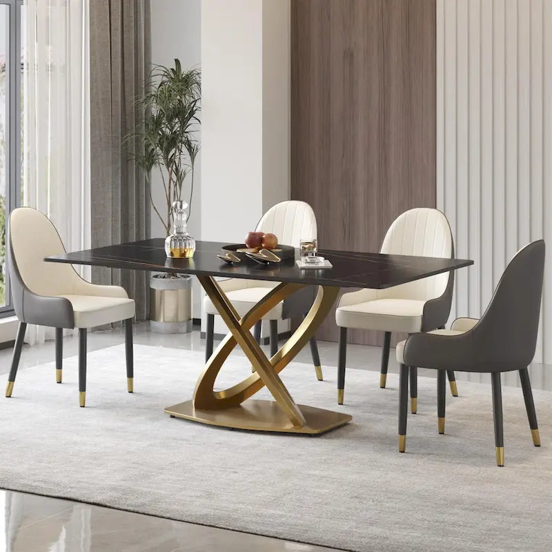Table à manger en pierre frittée blanche