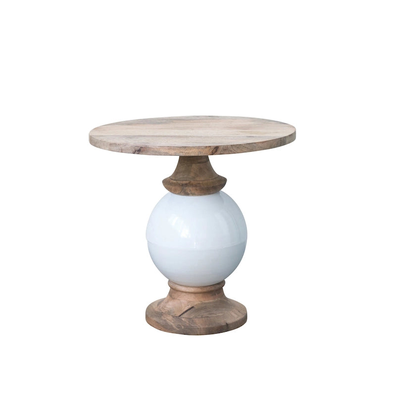 Table piédestal ronde en manguier et métal