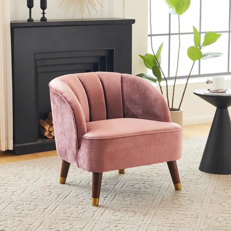 Fauteuil d'appoint rembourré avec pieds en bois