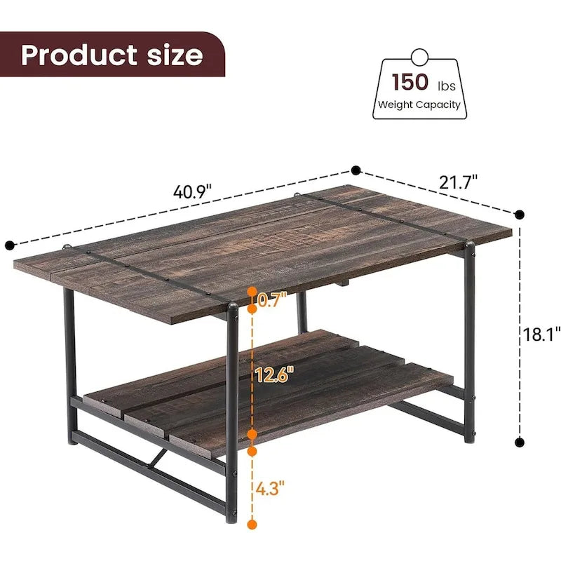 Grande table basse en bois à double plateau